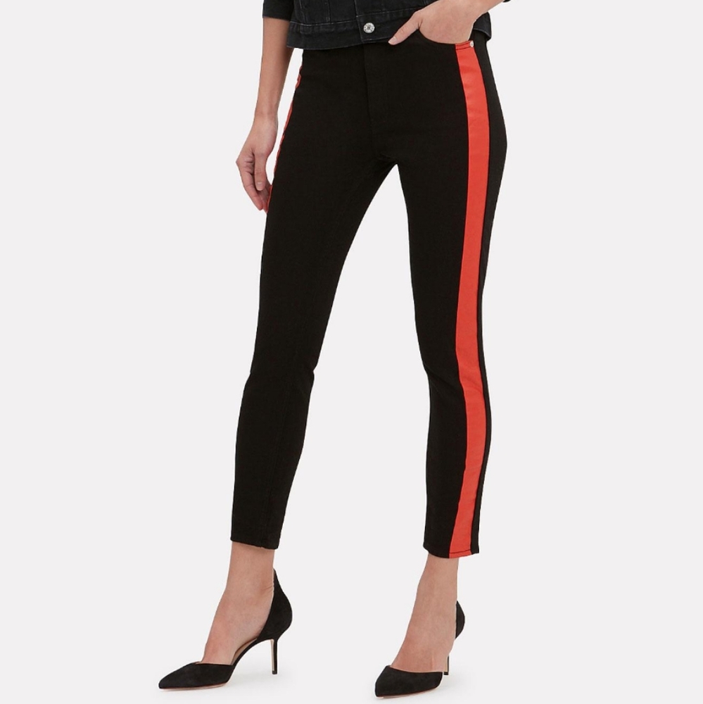 Calvin Klein Jeans High Rise Skinny Side Stripe 27 NWT Black Red